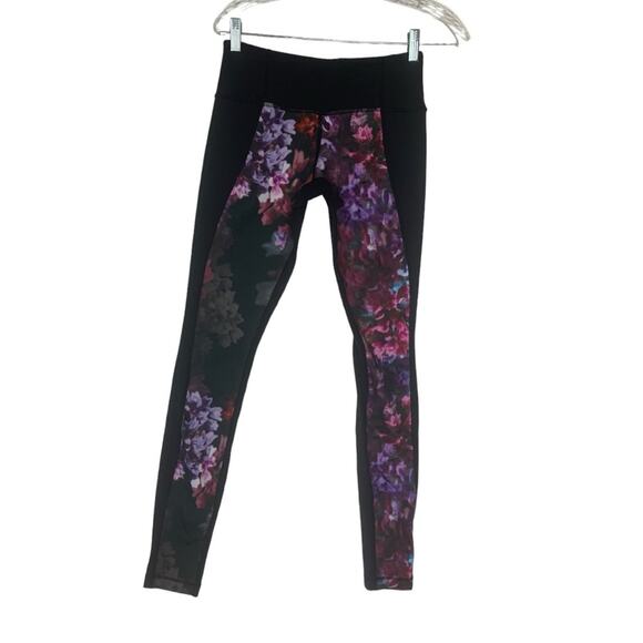 Lululemon women's size 6 wunder under color block leggings pants spring black mu - Picture 2 of 10